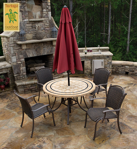 Marquesas 5 Piece All Weather Wicker and Stone Dining Collection - Tortuga Outdoor