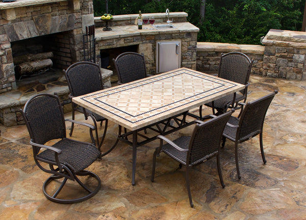 Marquesas 7 Piece All Weather Wicker and Stone Dining Collection - Tortuga Outdoor