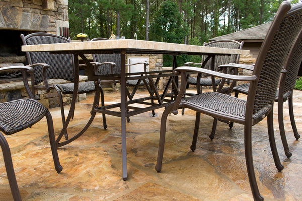 Marquesas 7 Piece All Weather Wicker and Stone Dining Collection - Tortuga Outdoor