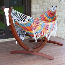 10ft Authentic Brazilian Hammock with Solid Pine Arc Stand