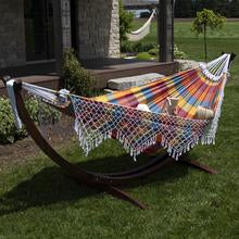 10ft Authentic Brazilian Hammock with Solid Pine Arc Stand