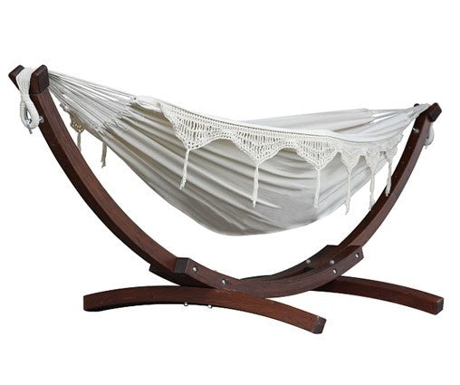 Double Cotton Hammock with Solid Pine Stand