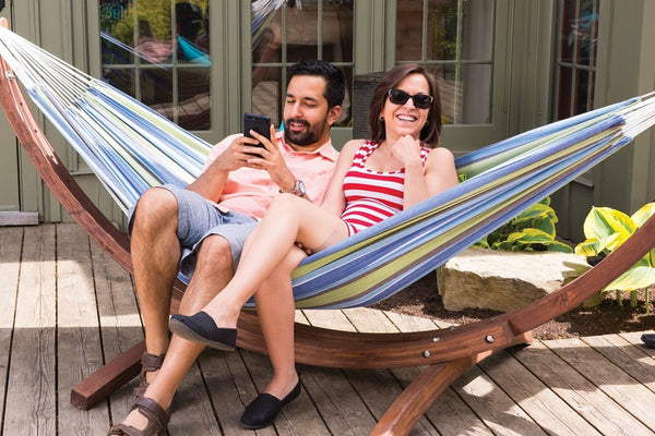 Double Cotton Hammock with Solid Pine Stand