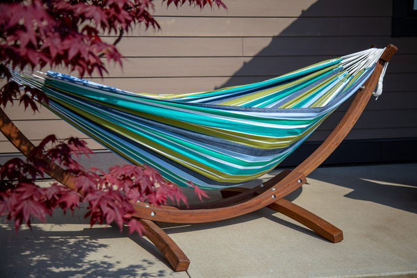 Double Cotton Hammock with Solid Pine Stand