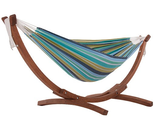 Double Cotton Hammock with Solid Pine Stand