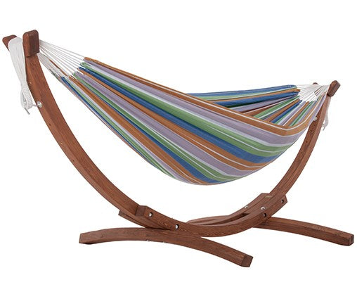 Double Cotton Hammock with Solid Pine Stand