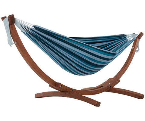 Double Cotton Hammock with Solid Pine Stand