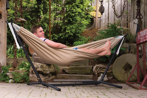 Combo - Sunbrella Hammock with Space Saving Steel Stand (9ft) - VIVERE
