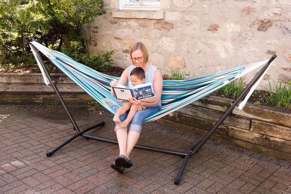 Combo - Sunbrella Hammock with Space Saving Steel Stand (9ft) - VIVERE