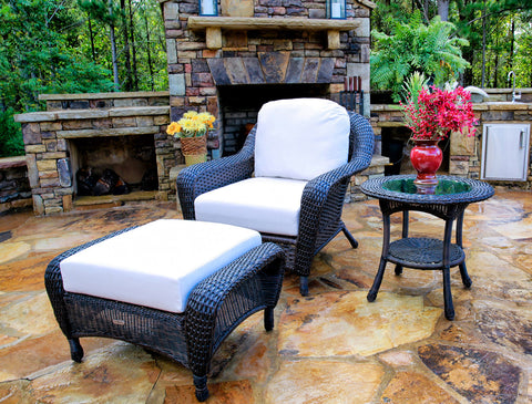 The Lexington All Weather Wicker Club Chair, Ottoman & Side Table Bundle - Tortuga Outdoor