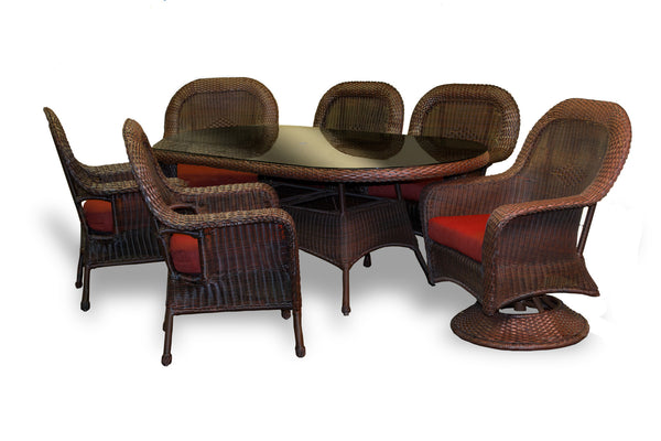 Sea Pines 7 Pieces Dining Set Swivel Dining Package - Tortuga Outdoor
