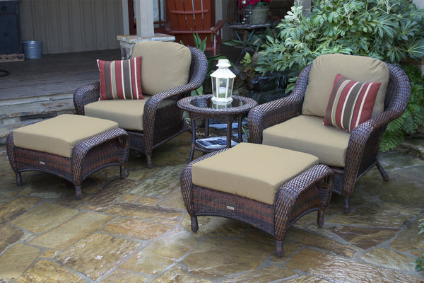 Sea Pines All Weather Wicker Club Chair & Ottoman Bundle - Tortuga Outdoor