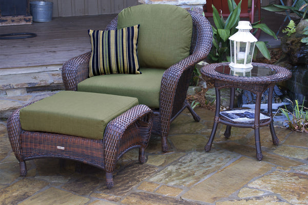 Sea Pines All Weather Wicker Club Chair & Ottoman Bundle - Tortuga Outdoor