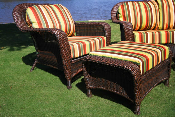 Sea Pines All Weather Wicker Club Chair & Ottoman Bundle - Tortuga Outdoor