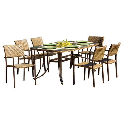 The Maracay All Weather Wicker 7 Piece Dining Set - Tortuga Outdoor