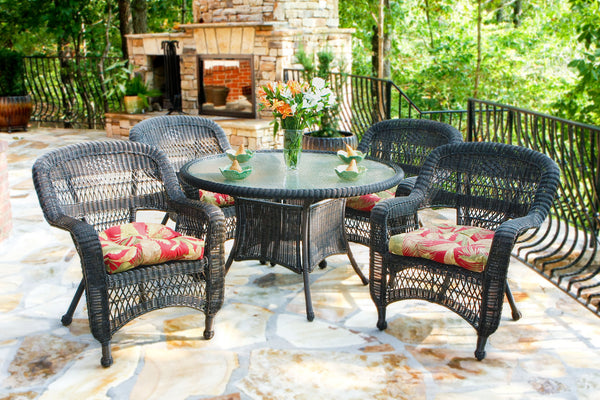 The Portside 5 Piece All Weather Wicker Dining Set  - Tortuga Outdoor