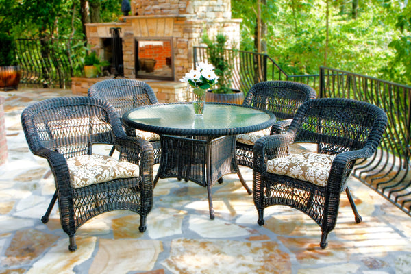 The Portside 5 Piece All Weather Wicker Dining Set  - Tortuga Outdoor