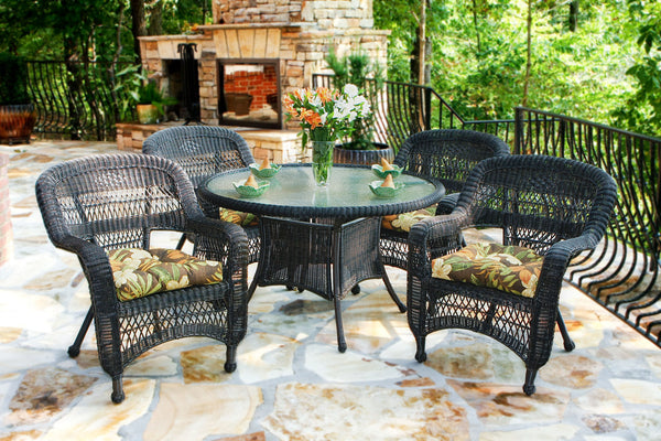 The Portside 5 Piece All Weather Wicker Dining Set  - Tortuga Outdoor