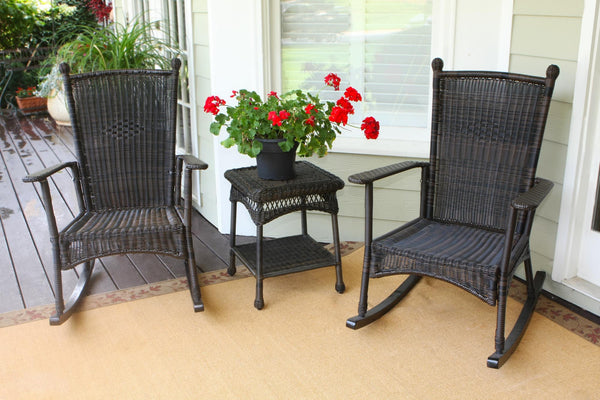 The Portside Classic All Weather Wicker Rocking Chair Set - Tortuga Outdoor
