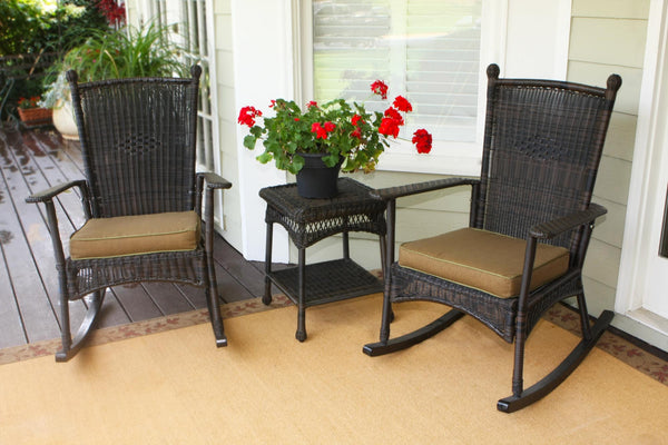The Portside Classic All Weather Wicker Rocking Chair Set - Tortuga Outdoor