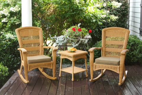 The Portside Plantation All Weather Wicker Rocking Chair Set - Tortuga Outdoor