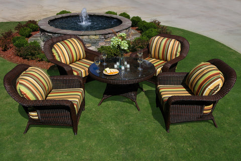 Sea Pines 5 Piece All Weather Wicker Conversation Table Set - Tortuga Outdoor