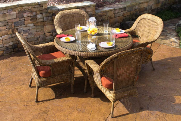 Sea Pines 5 Piece All Weather Wicker Conversation Table Set - Tortuga Outdoor