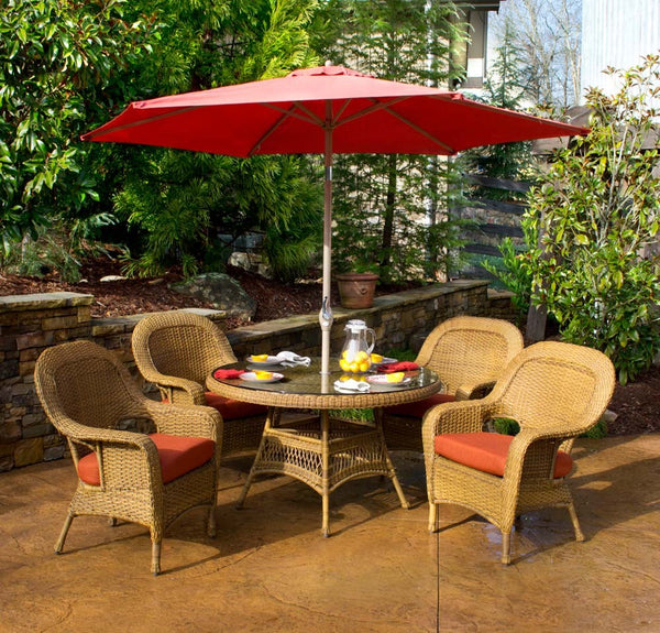 Sea Pines 5 Piece All Weather Wicker Conversation Table Set - Tortuga Outdoor